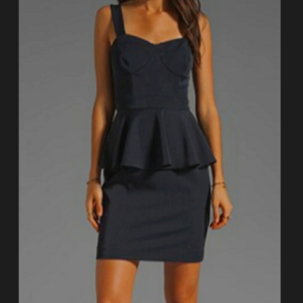 HOCO The Addison Story black peplum short dress XS S